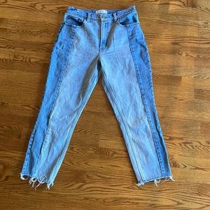 Abercrombie & Fitch Two Tone High Rise Mom Jeans